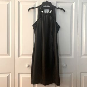 GUESS Los Angeles black midi dress with gold details